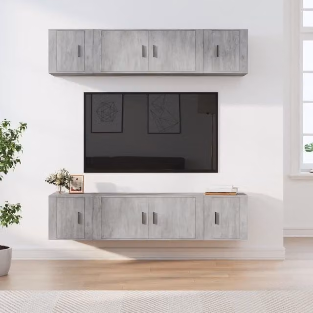 Berkfield Home 6 Piece Modern Concrete Grey Engineered Wood TV Cabinet Set