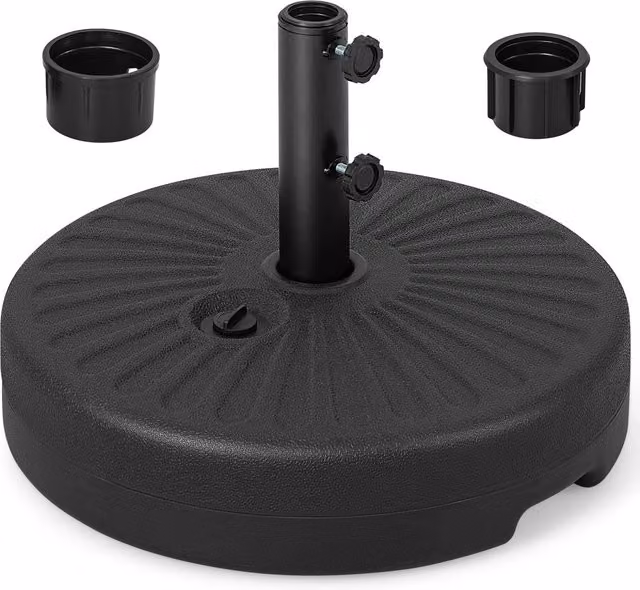 COSTWAY Black Fillable Round Parasol Base Stand, Diameter: 50 cm