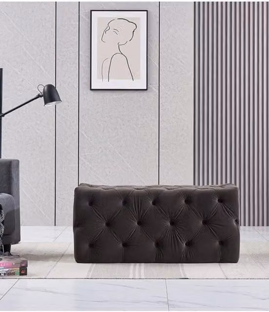 Life Interiors Melia Single Velvet Ottoman Bench in Grey