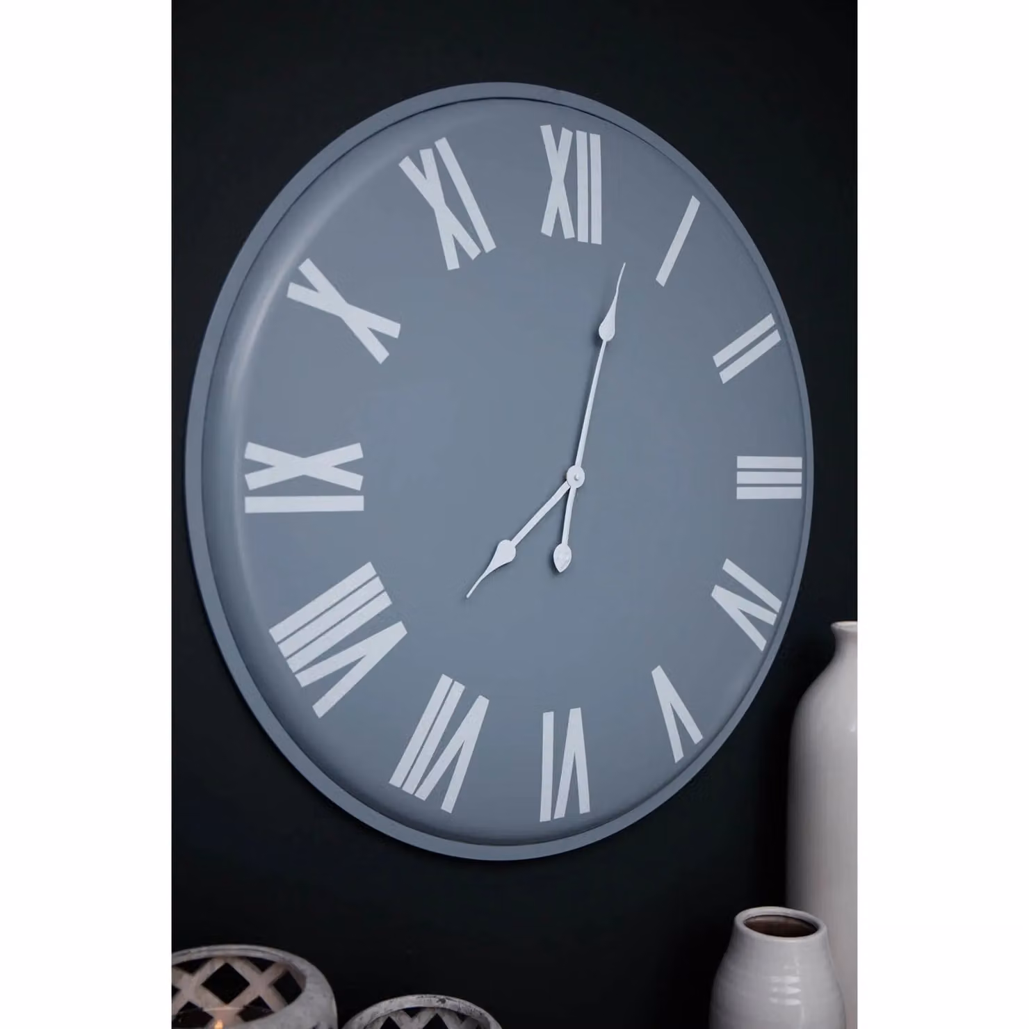Love Lace Rothay Modern Round Analog Wall Clock in Grey and White, Diameter: 49 cm – 3