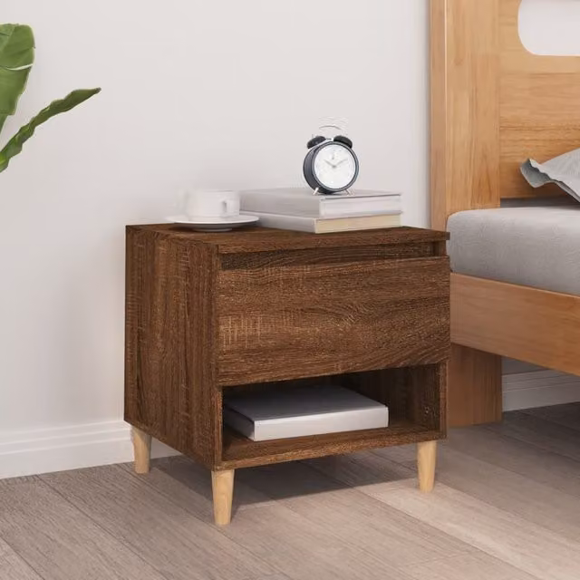 Berkfield Home Bedside Table in Brown Oak, W/D/H: 50 x 46 x 50 cm