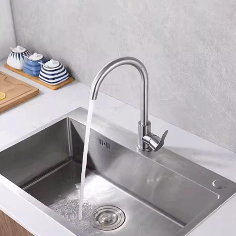 Kelvenix Kitchen Sink Mixer Tap with 360 Swivel Spout in Brushed Silver Stainless Steel – 4