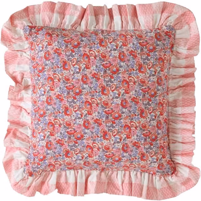 Cath Kidston Floral Ditsy Archive Filled Square Cotton Cushion, Pink and Red, 45 x 45 cm