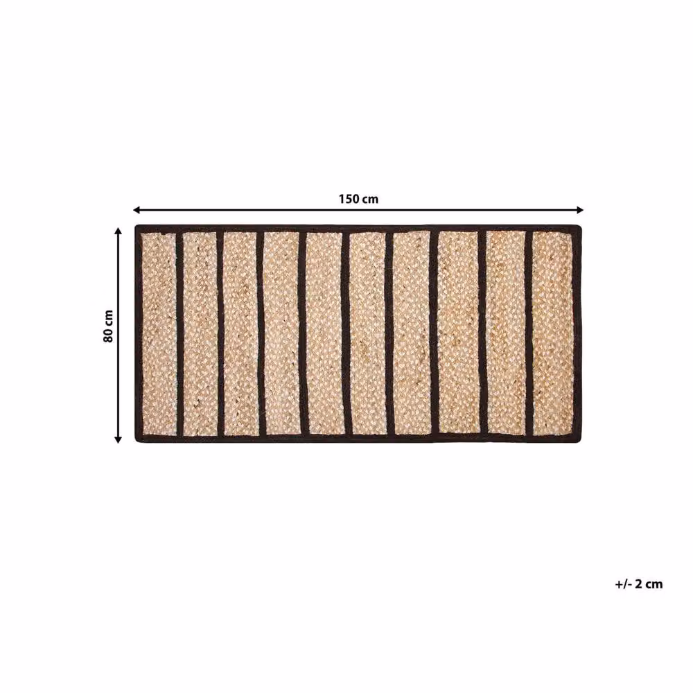 Wyld and Coco Rustic Boho Woven Cotton and Jute Striped Rug in Black and Beige, W: 80 cm, L: 150 cm – 3