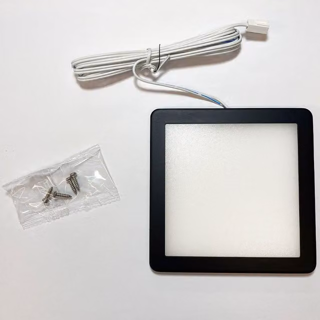 Loops 2x Matt Black Ultra-Slim Square Under Cabinet Kitchen LED Light and Driver Kit with Warm White Diffused Light