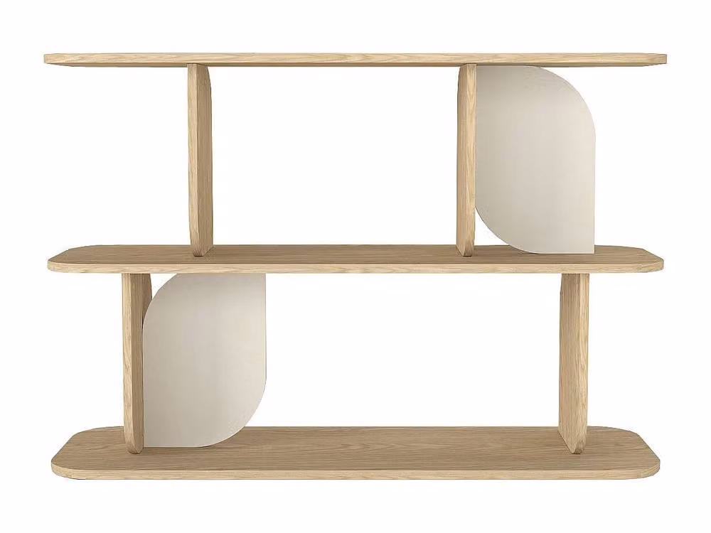 Vente-unique Neleria Shelving Unit with 2 Shelves in Sand and Beige Oak Finish – 2