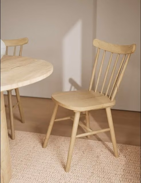Gallery Direct Set of 2 Classic Spindle Dining Chairs in Natural Oak Wood