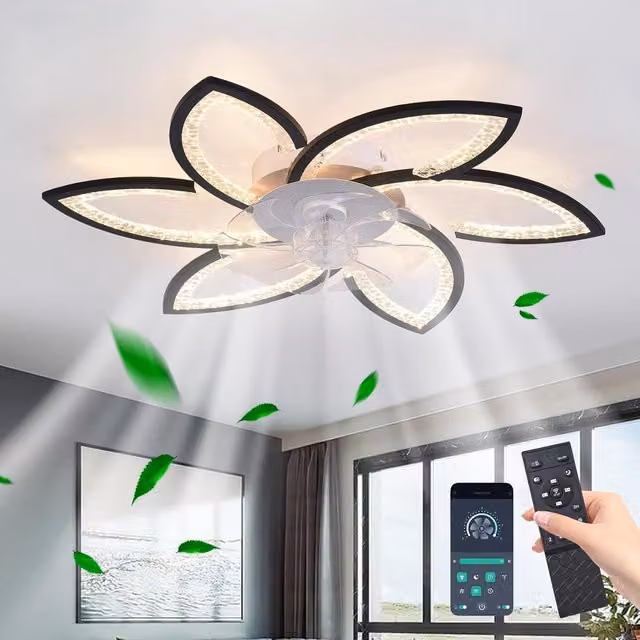 Garwarm Modern Dimmable LED Ceiling Fan with Lamp, Black, Diameter: 78 cm – 1