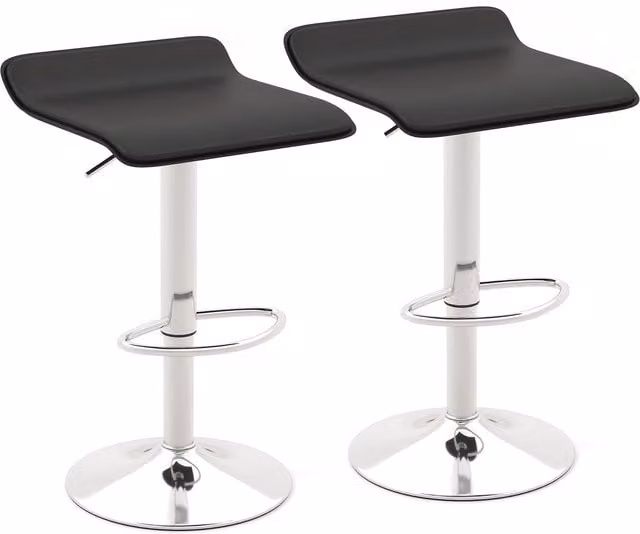 Costway Set of 2 Modern Black Swivel Dining Bar Stools with Synthetic Leather and Metal Base