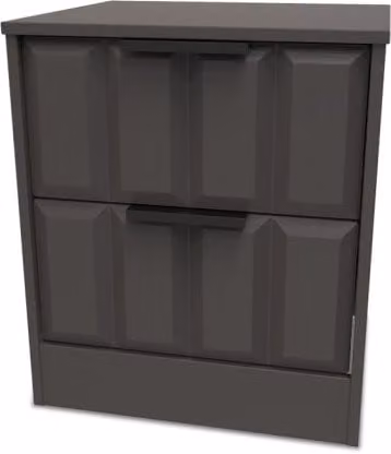 Welcome New York Modern 2 Drawer Small Bedside Table in Grey Metal