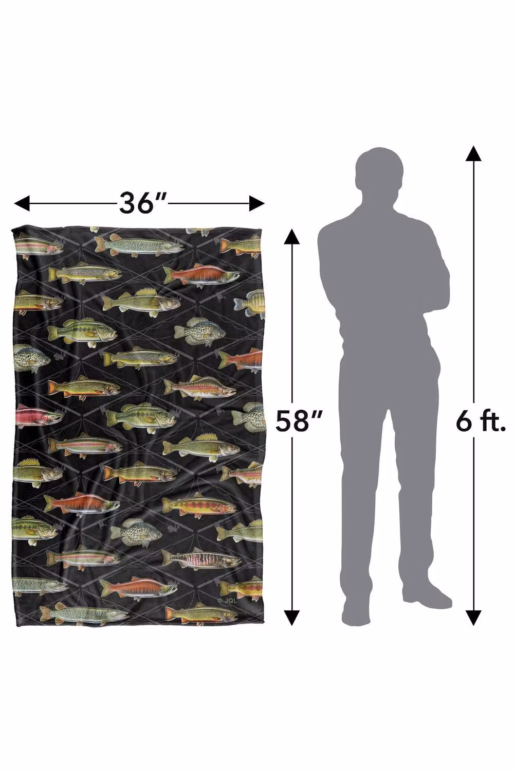JQ Licensing Fish and Crossed Fishing Rods Pattern Super Soft Fleece Throw Blanket, Multicolour, W: 91 cm, D: 147 cm – 8