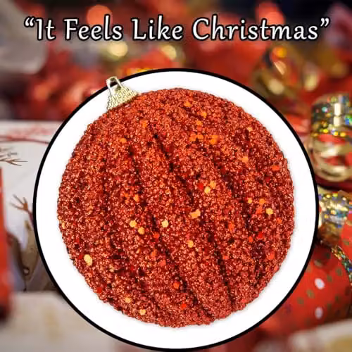 VFM e-Store Red Glitter Hanging Christmas Bauble Decoration, W: 12 cm, H: 11 cm – 6