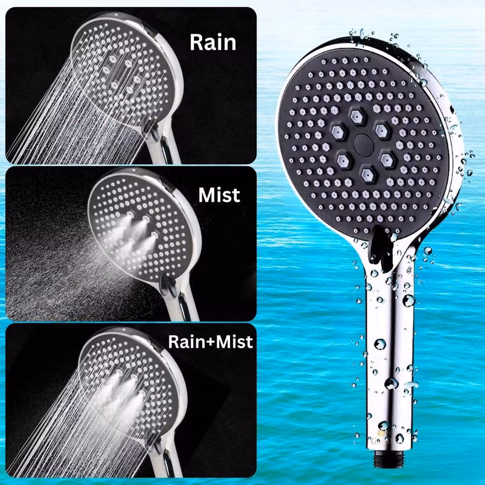 FLAVORA Round Chrome Overhead Shower Head in Silver, W: 180 cm, H: 180 cm – 5