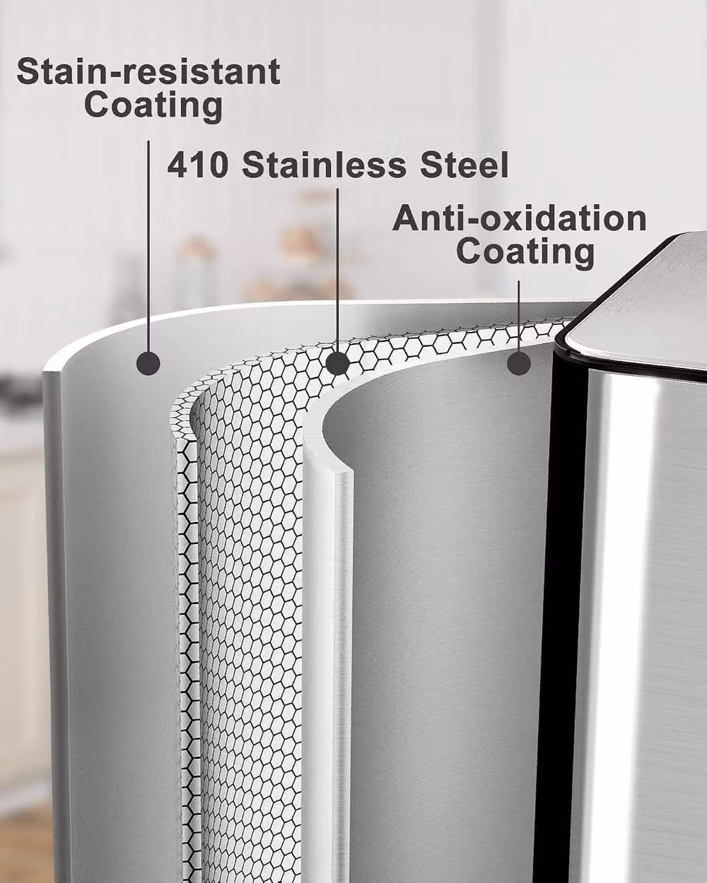 London Boutique 60L Stainless Steel Dual Kitchen Step Pedal Recycling Bin in Silver – 6