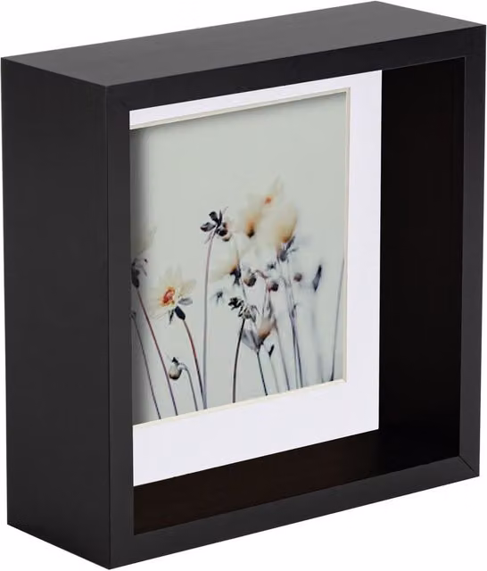 Nicola Spring Square 3D Deep Box Photo Frame in Black with White Mount – 4