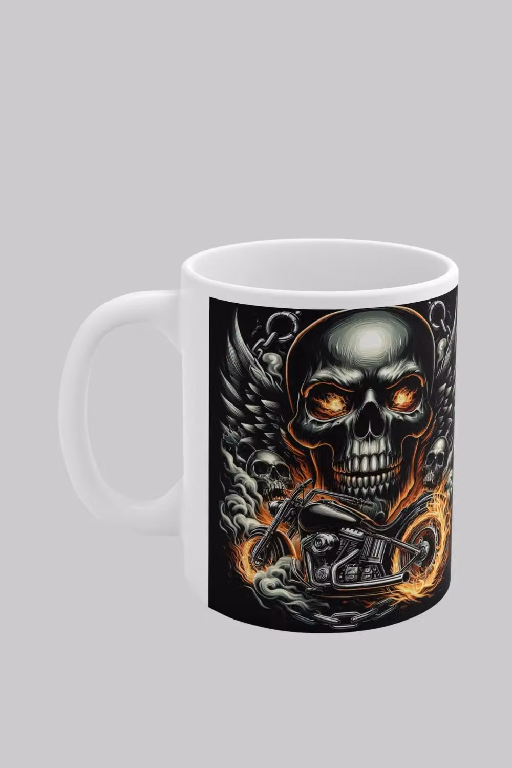 Simply Stunning Mugs Skull and Flames Ceramic Mug in White and Black – 2