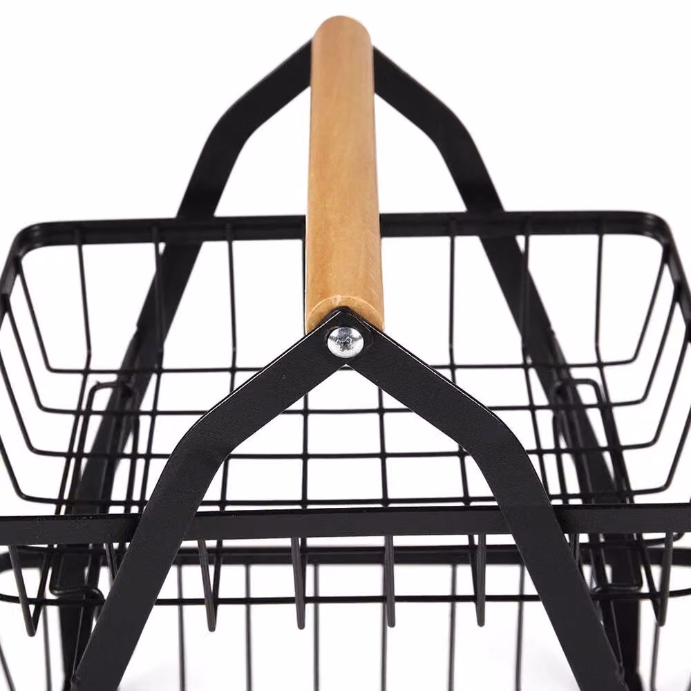 VOGREX Detachable Fruit and Vegetable Storage Rack Basket Organiser in Black Metal – 4