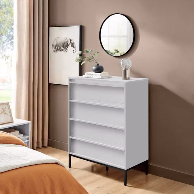 FurnitureboxUK Svit White Wooden Chest of 4 Drawers – 1