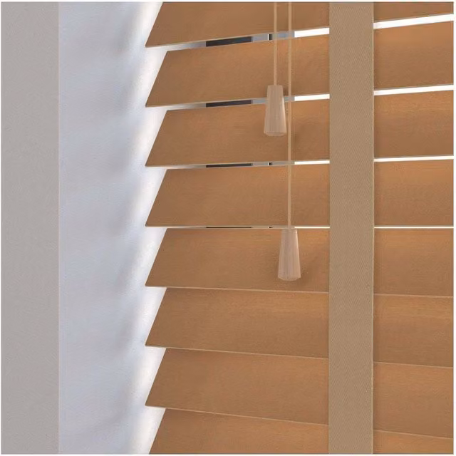 NewEdgeBlinds Real Wood Venetian Blind with Tapes, Light Oak, W: 115 cm, H: 120 cm