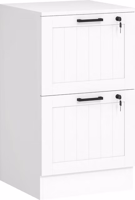 HOMCOM 2 Drawer White Filing Cabinet with Lock and Adjustable Hanging Bars for A4 and Letter Size Files