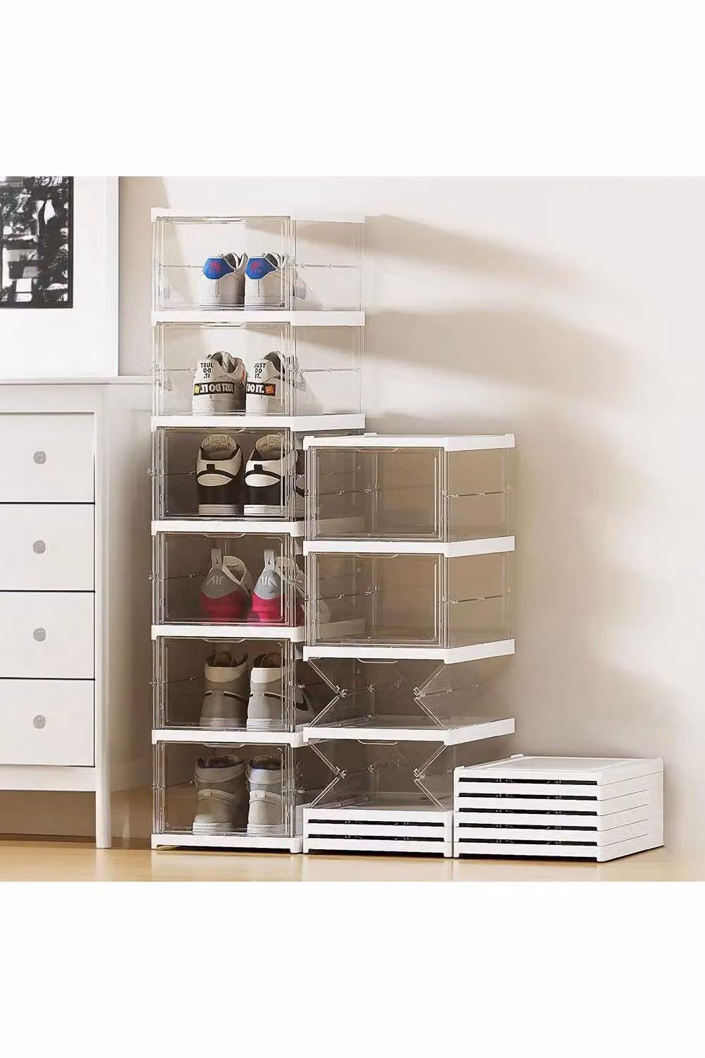 H&O Direct 6-Tier Transparent Foldable Shoe Storage Rack in Clear – 2