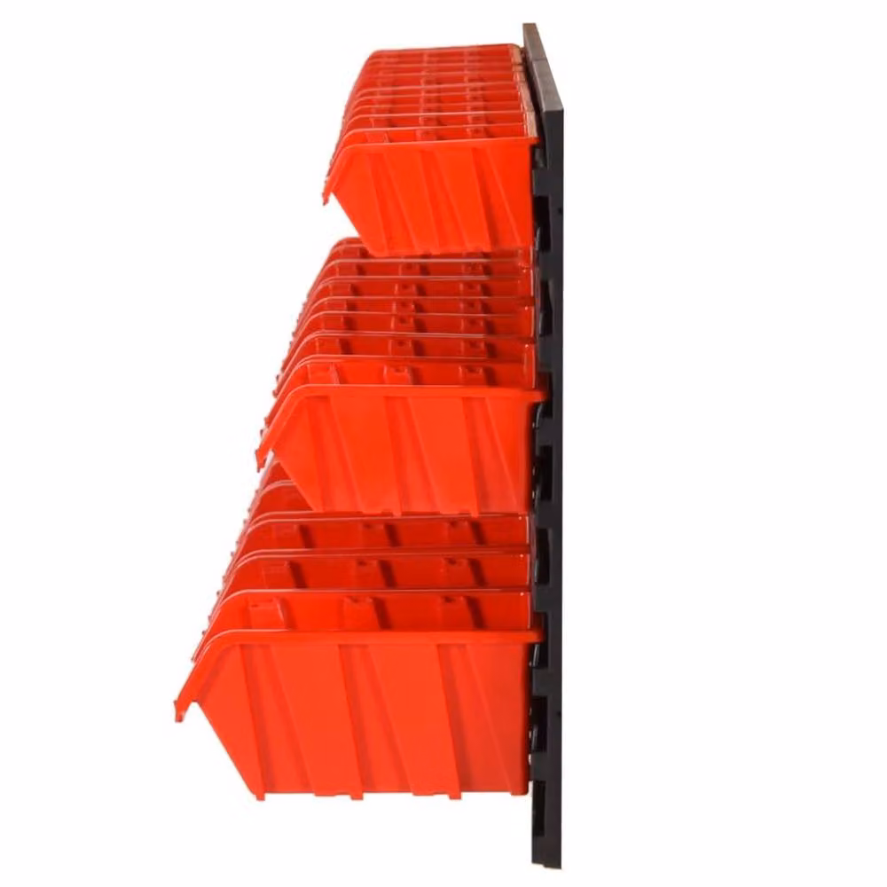 Berkfield Home 26 Piece Red and Black Wall Mounted Polypropylene Workshop Shelf Set, W: 77 cm, D: 39 cm – 3