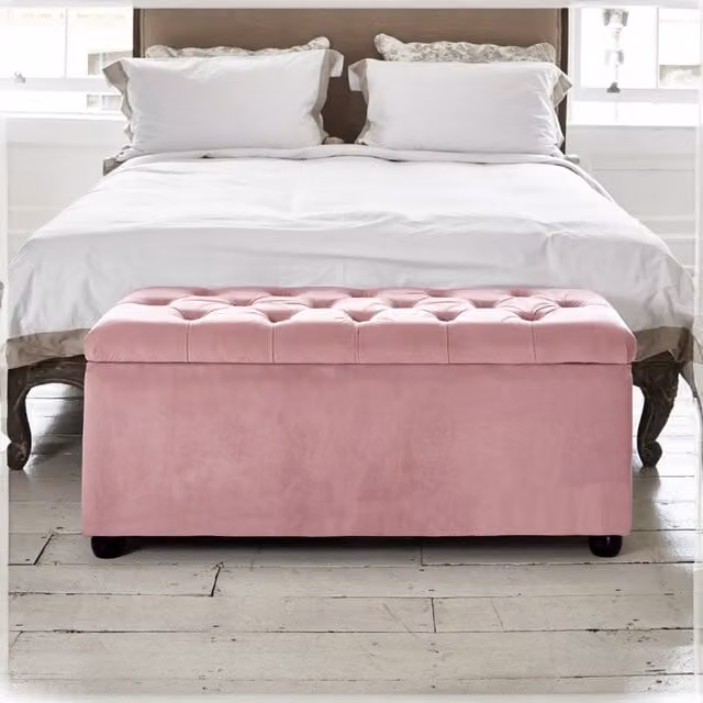 Paradise Furniture UK Chesterfield Ottoman Tufted Velvet Storage Box in Pink