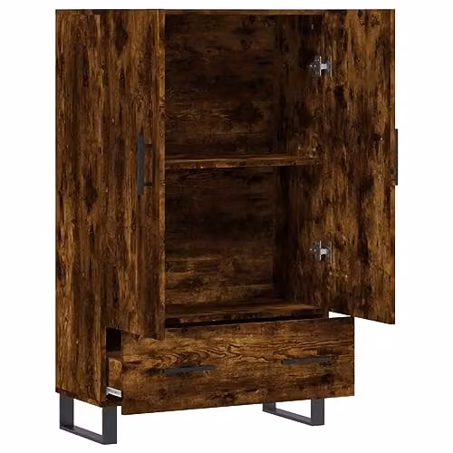 vidaXL Modern Highboard in Smoked Oak, Brown Engineered Wood, W/D/H: 69.5 x 31 x 115 cm – 4