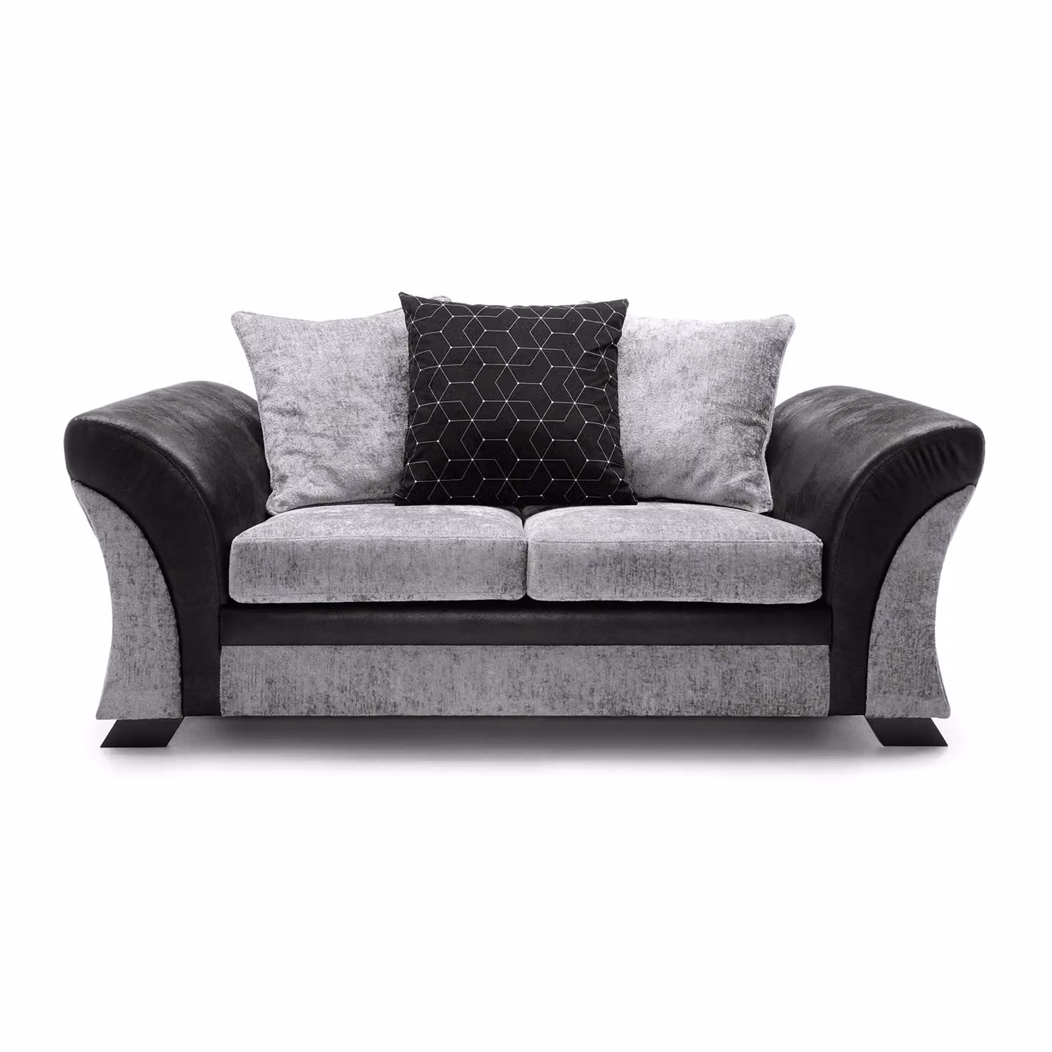 Abakus Direct Farrow L-Shape 2 Seater Corner Sofa in Black and Grey with Crushed Chenille Fabric – 2