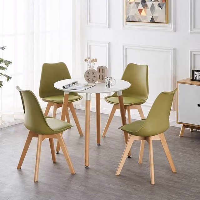 Life Interiors Lorenzo Round Dining Set with Table and 4 Chairs in Green