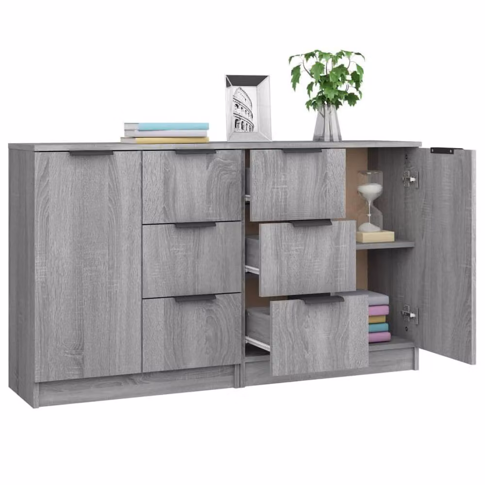 Berkfield Home Set of 2 Grey Sonoma Sideboards, W/D/H: 60 x 30 x 70 cm – 2