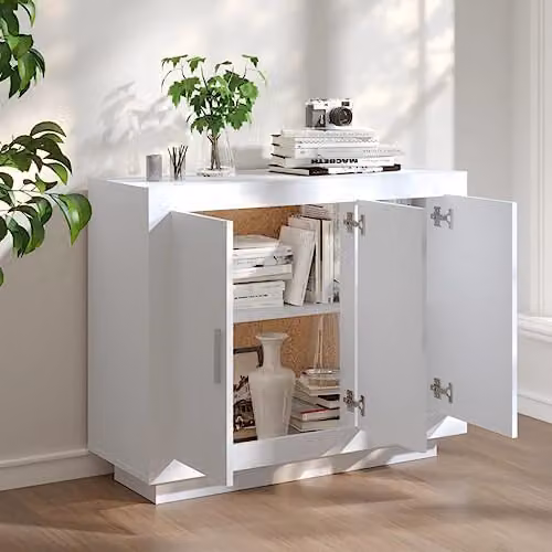 vidaXL Modern White Sideboard in MDF, W/D/H: 92 x 35 x 75 cm – 2