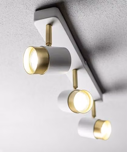 CGC Lighting Orio White and Gold Triple GU10 Adjustable Ceiling Spot Light Bar – 1