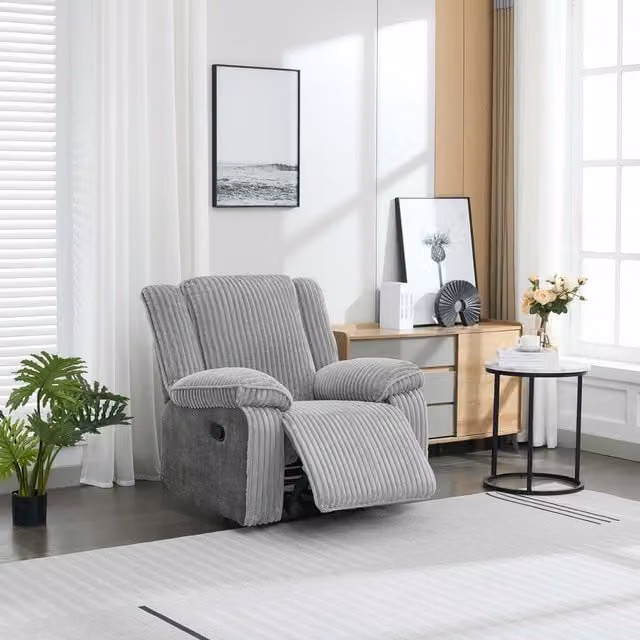More4Homes Verona Manual Recliner Chair in Grey Jumbo Cord
