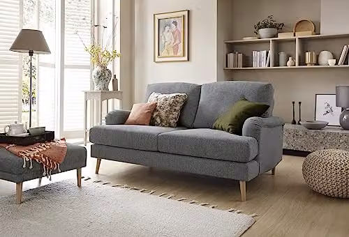 Abakus Direct Harper 2 Seater Sofa in Dark Grey Smart Chenille Fabric – 2