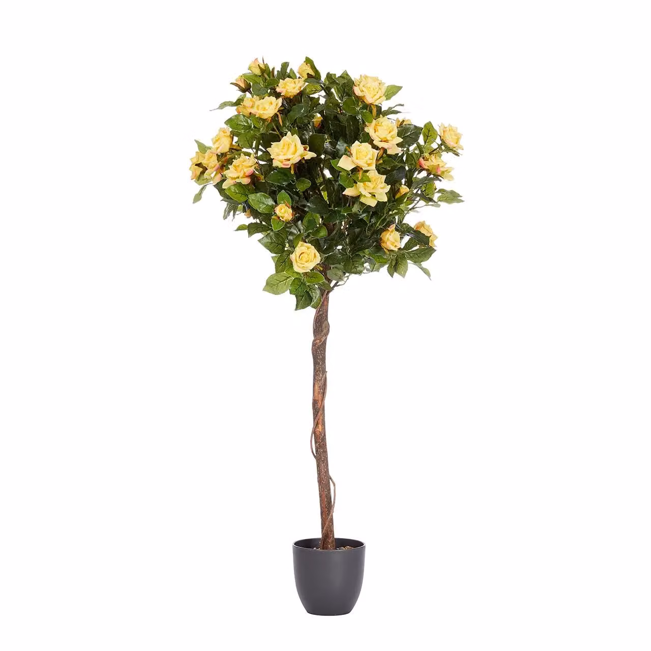 mysmartbuy Artificial Regents Rose Tree in Pot, Yellow Faux Potted Plant, H 120 cm x W 52 cm x D 52 cm – 2