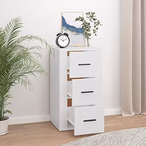 vidaXL Modern White Matt Sideboard in MDF, W/D/H: 40 x 33 x 70 cm – 2