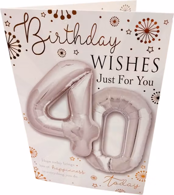 Balloon Boutique Age 40 Today Greeting Card in Multicolour and White