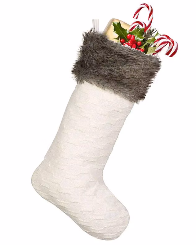 Dibor Set of 4 Nordic Sweater Knit Christmas Stockings in White and Grey – 2