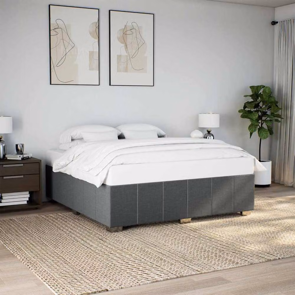 Berkfield Home Super King Upholstered Fabric Bed Frame in Dark Grey, W: 200 cm x D: 180 cm – 2