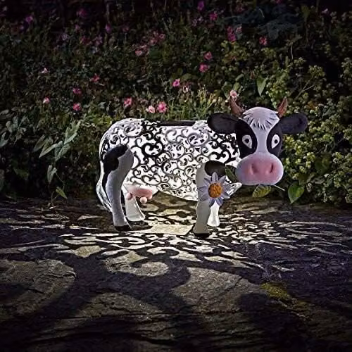 Marco Paul White Metal Solar Silhouette Cow Ornament, Height: 26 cm – 1