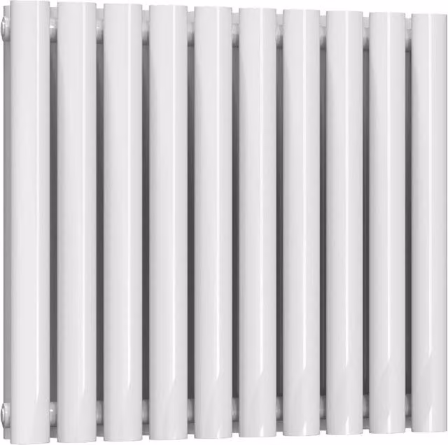 Bathroom Kingdom Neva White Double Oval Horizontal Steel Radiator W: 55.0 cm, H: 59.0 cm