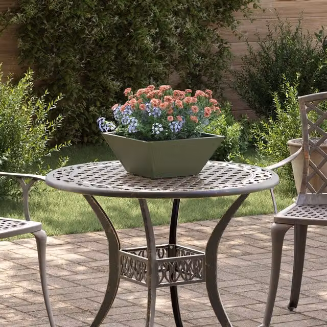 Berkfield Home 5 piece steel planter tub set in green and multicolour, W/D/H: 35 x 35 x 15 cm