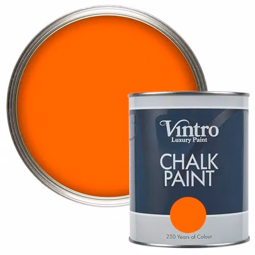 Vintro Chalk Paint in Pumpkin Orange, 1 Litre, Ultra Matt Water Based Finish