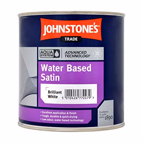 Johnstone's Trade Aqua Water Based Satin Dispersion Paint in Brilliant White, 1L