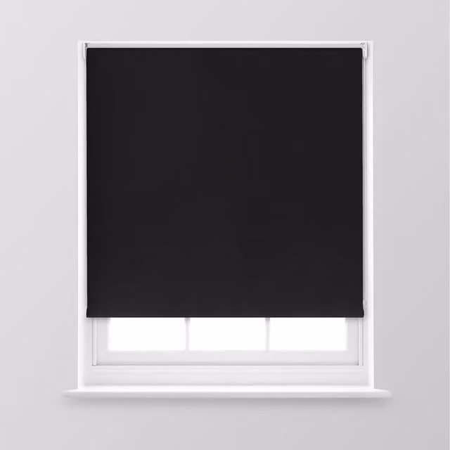 A.Unique Home Premium Trimmable Thermal Blackout Roller Window Blind, Black, W: 180 cm, H: 170 cm
