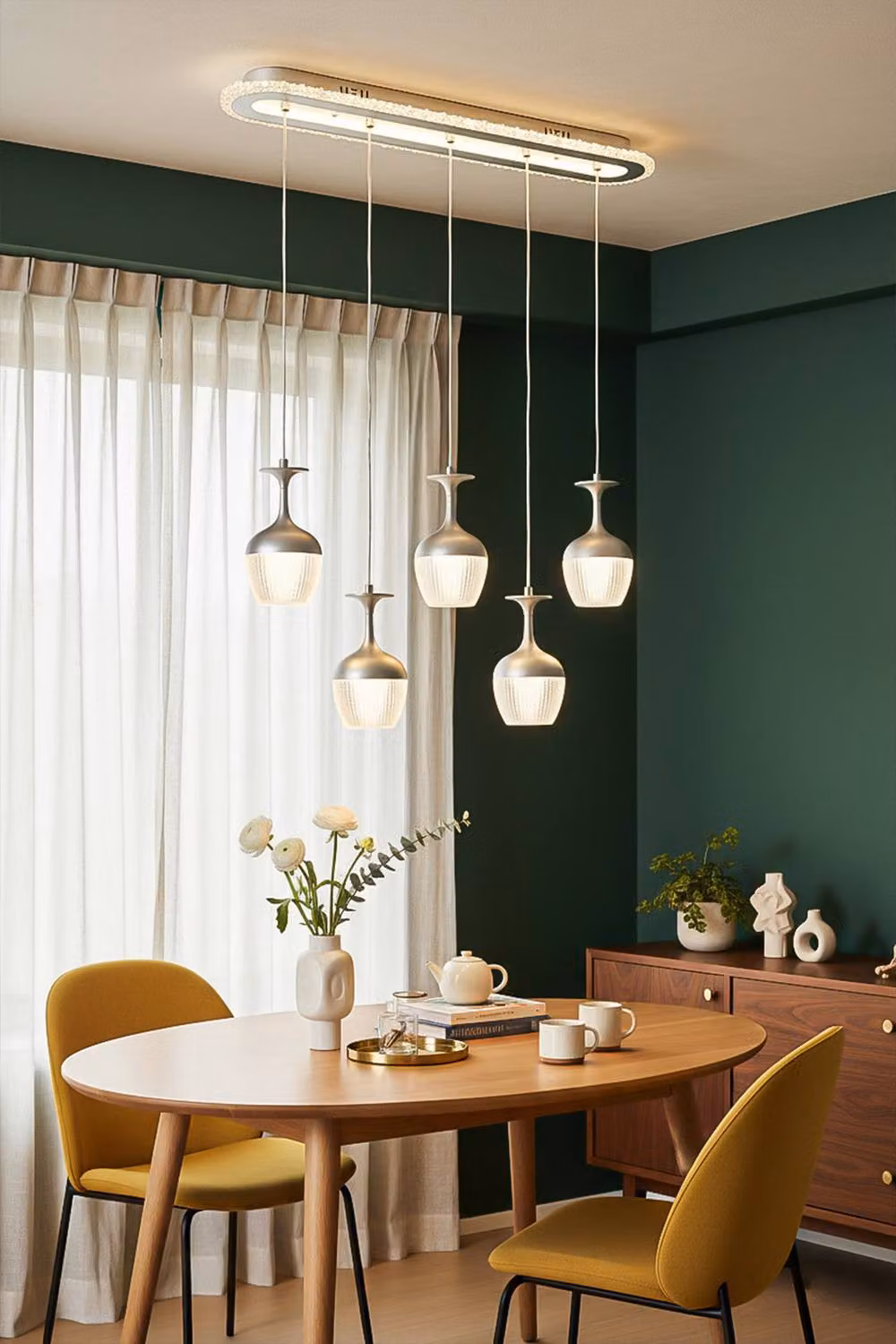 Living and Home Modern LED Pendant Light Chandelier in Silver and Transparent – 2