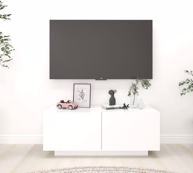 Berkfield Home White TV Cabinet in Engineered Wood W/D/H: 100 x 35 x 40 cm