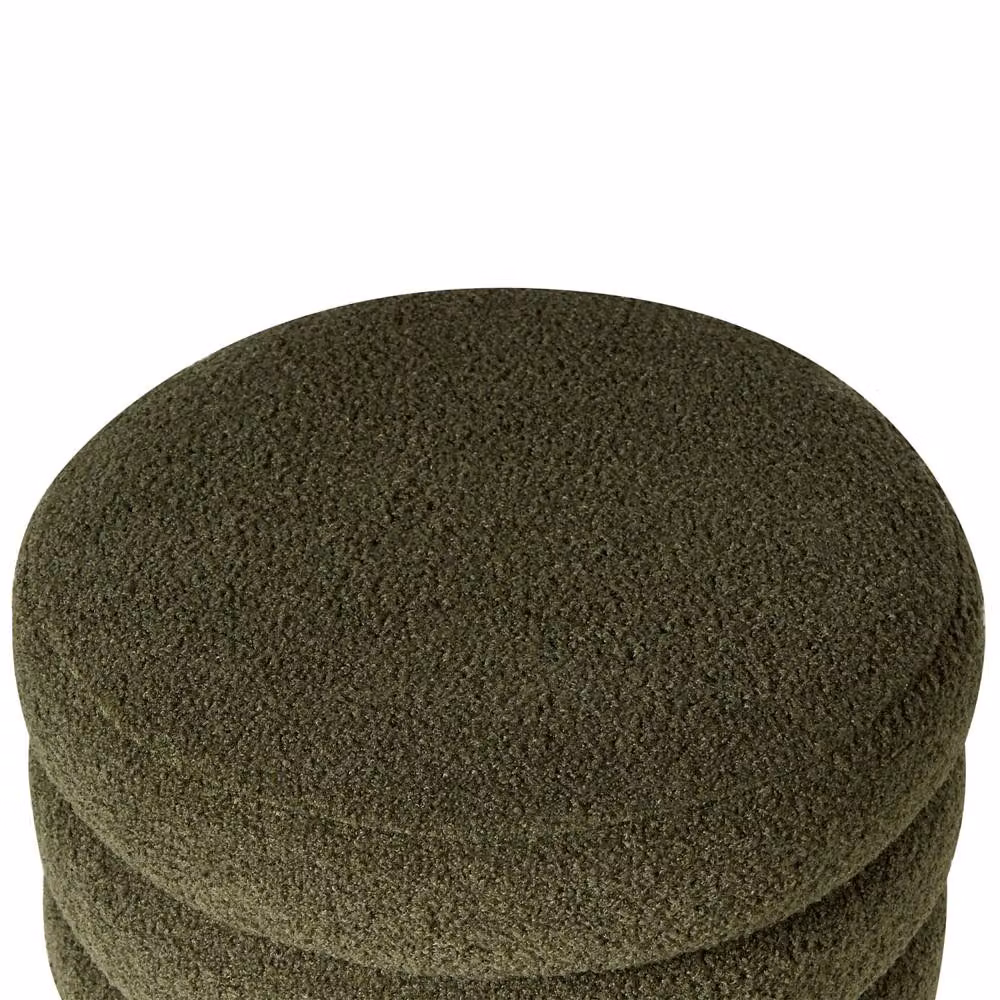 Wyld and Coco Green Boucle Pouffe with Pine Legs – 4
