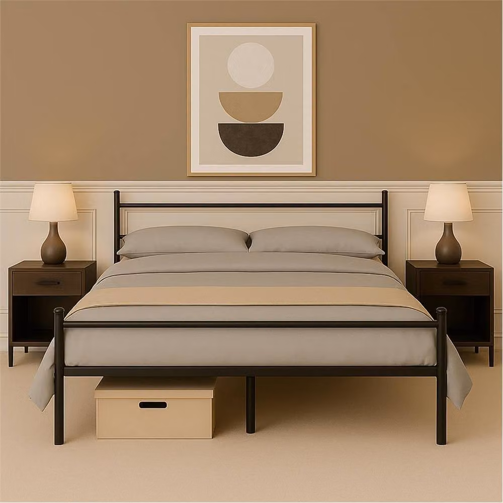 EONLION Double Extra Strong Metal Bed Frame, Black, 140 x 200 cm – 4